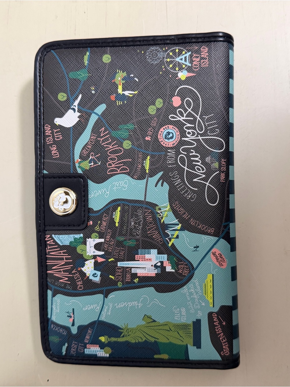 Spartina 449 Black Teal Graphic New York City Map Wallet